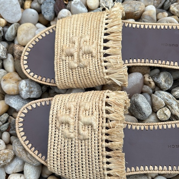 Tory Burch Eleanor Raffia Slide Sandals (sz 8) - Picture 2 of 4